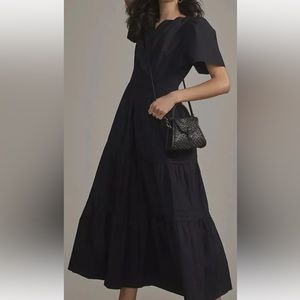 Anthropologie The Somerset Tiered Maxi Dress Size Small NWT Black